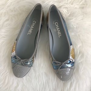 NIB Chanel ballet flat shoes with Python !!!!